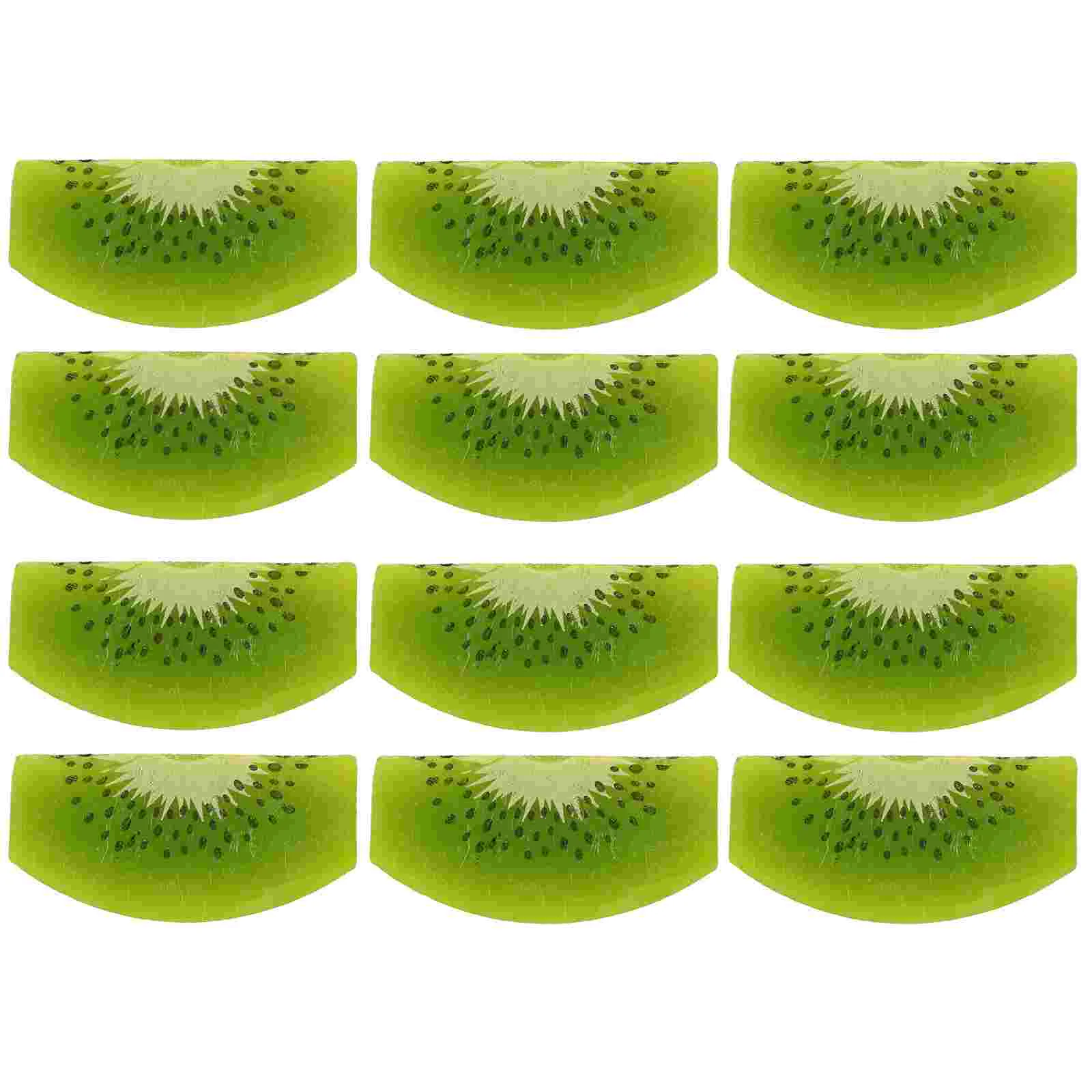 12 Pcs Simulated Kiwi Kiwifruit Figurine Simulation Slice Decor Slices Creative Lifelike Fruits Model Pvc Film Prop