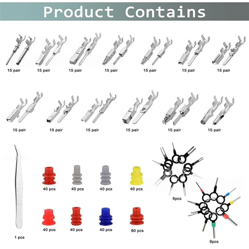 

769PCS 26Type Pins Connector Kit,Car Electrical Wire Connector Pins Terminal 1-3.5Mm Automotive Pin Connectors