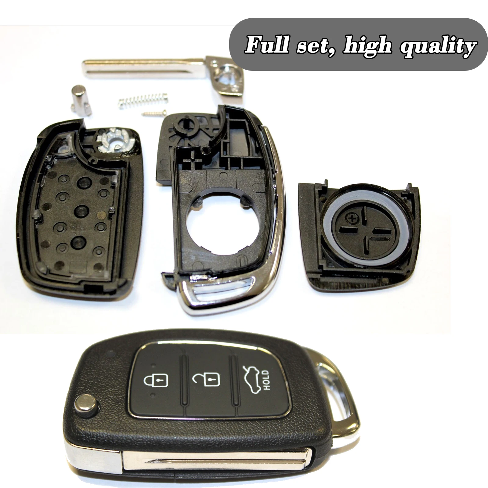 3 Button Flip Key Case For Hyundai I10 I20 I40 IX35 Santa Fe Remote Fob Car Lock Key Shell Replacement Auto Accessories