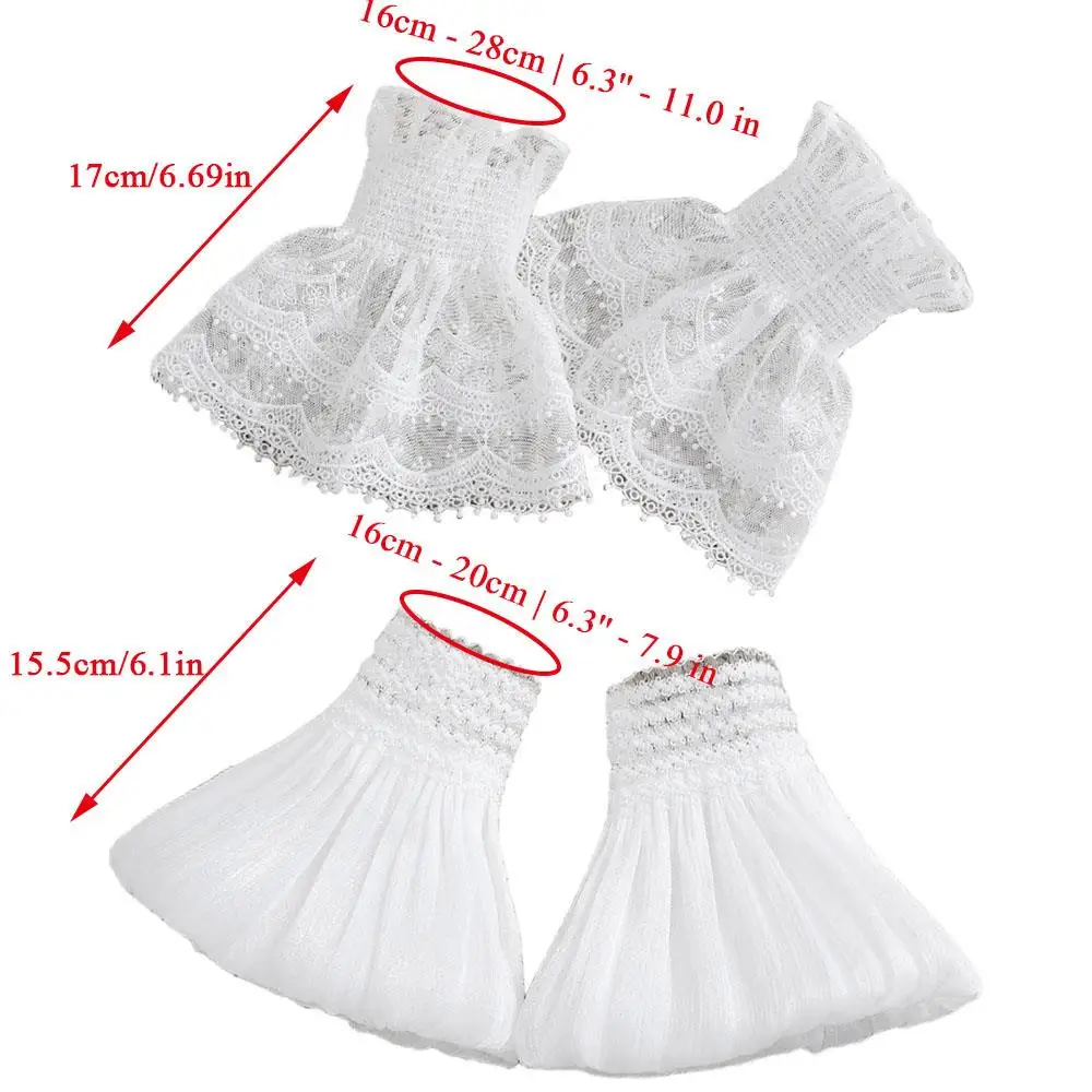 أصفاد نسائية مزيفة من الدانتيل موضة بيضاء مثيرة قابلة للانفصال أساور معصم فرنسية أنيقة للسيدات فستان حفلات الزفاف مطوي بأكمام وهمية