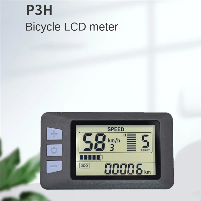 P3H LCD Display Meter Dashboard 24V 36V 48V 60V Elektrische Fiets Meter Display voor elektrische Scooter (6PIN)