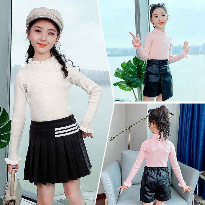 

Girls Brand Thin Sweater 2022 Spring Autumn Outdoor Kids Knitwear Long Sleeve Wavy Turtleneck Factory Cheap Striped Baby Coat