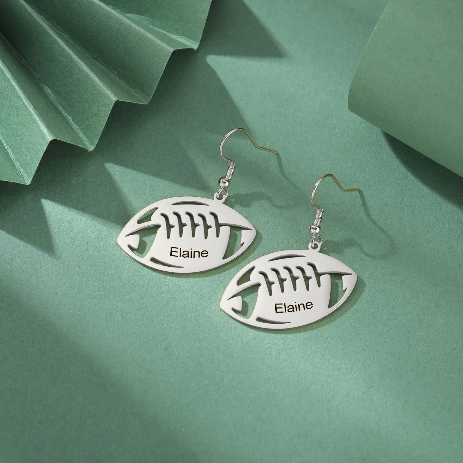 

Custom Rugby Element Earrings Name Design Showcasing Unique Fashionable Taste Creating Exclusive Sports Style Gifts Women Girls