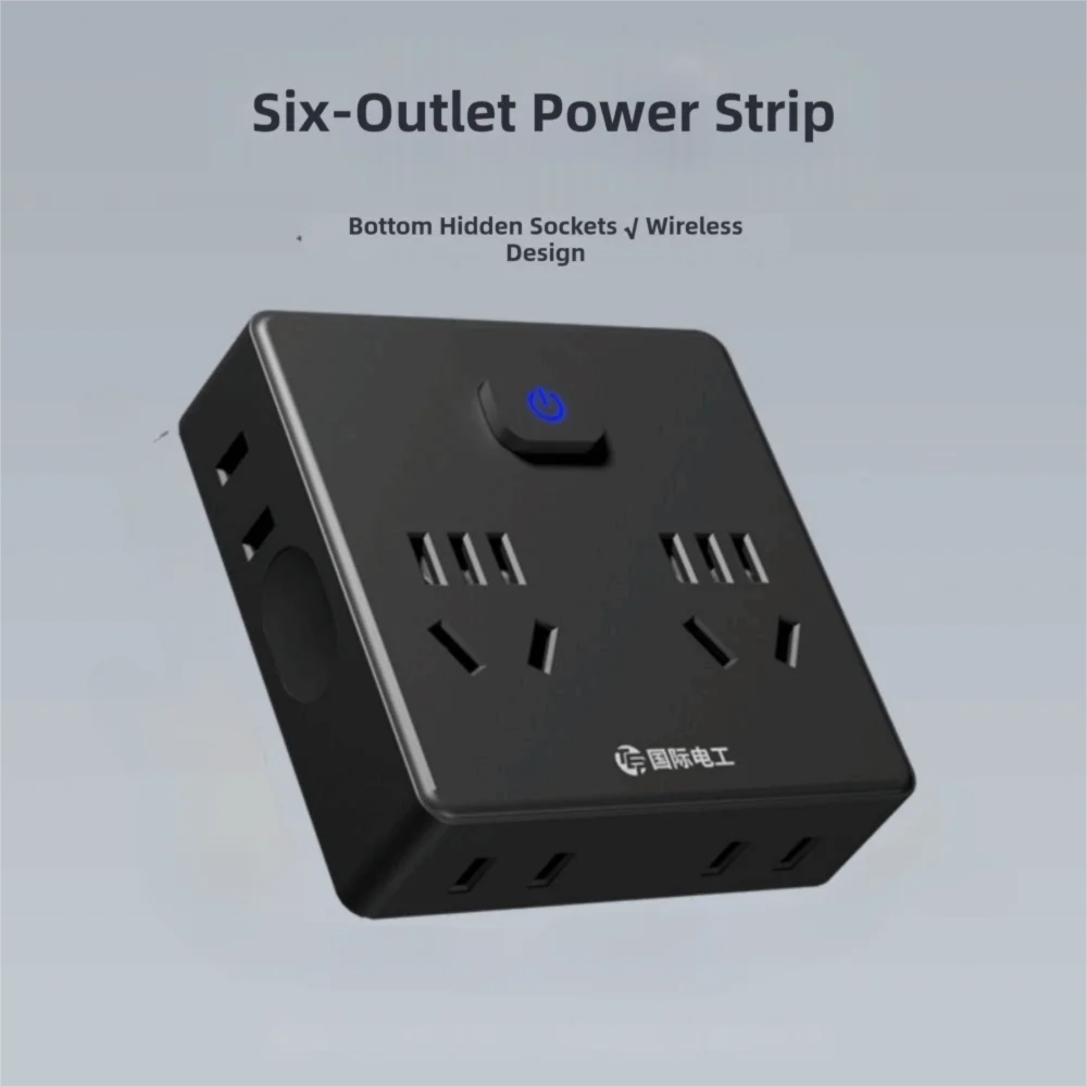 Space Saving Ultra Thin Power Strip Widely Outlets Flat Plug Socket Extender USB C Ports Wall Plug Multi Device Charging