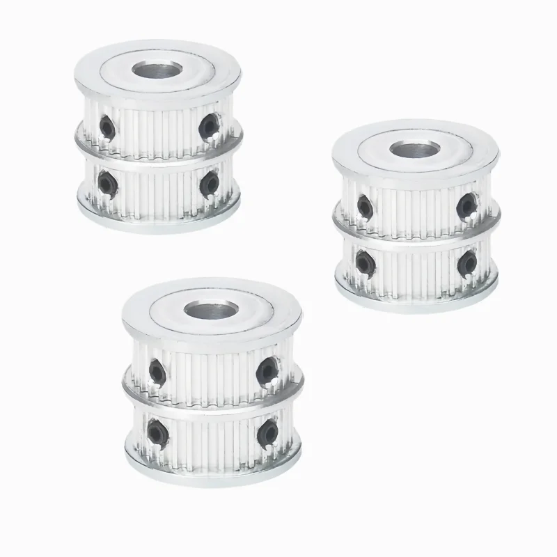 

GT2 Double Timing Pulley24Teeth Bore5/6mm Belt width6/10mm Synchronous pulleys Wheel Double Row Teeth 1:1 Aluminum Alloy 2GT 2mm