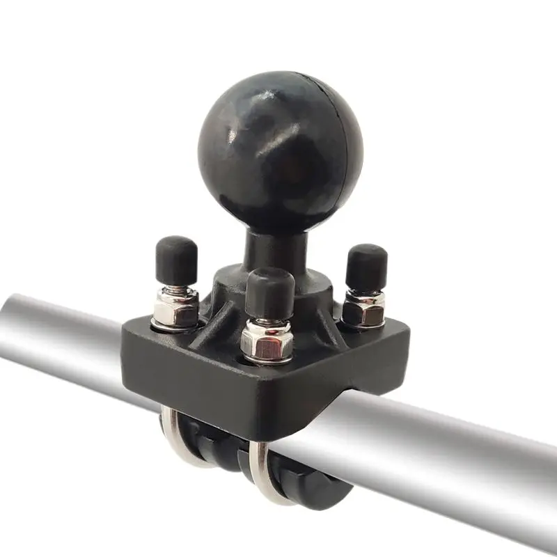 Double U-Bolt Motorcycle Bike Handlebar Rail Mount Base with 1.5 Inch Ball for Gopro Camera for IPhone for Ram mounts