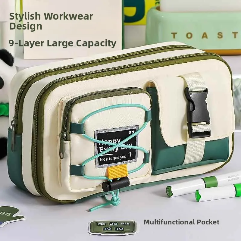 

Large Capacity Dirt Resistant Pencil Case for Junior And High School Boys Student Stationery Bag Simple Design High Aesthetic...