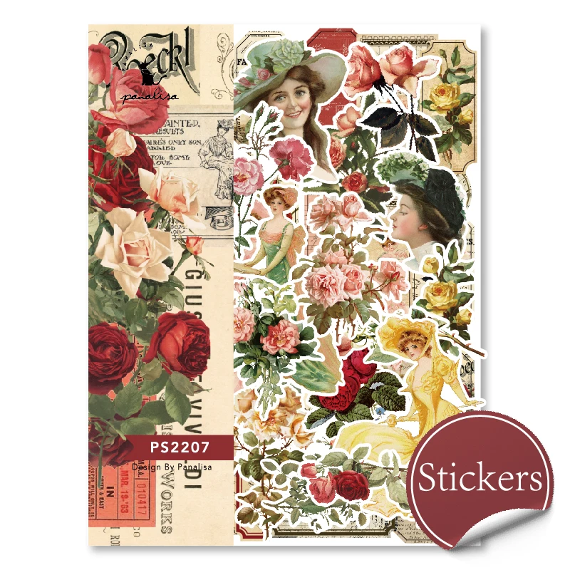 Panalisacraft Flower Vintage Stickers Die Cuts Sticker Collection Kit for Scrapbooking Planner/Card Making/Journaling Project