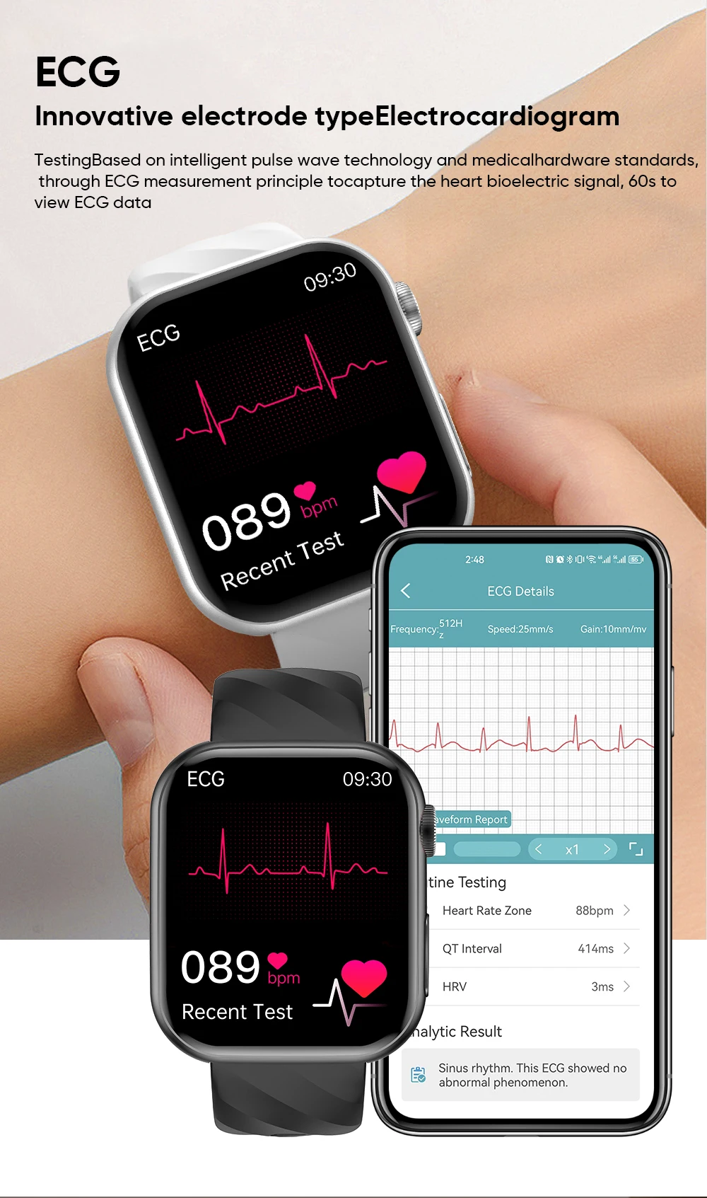 2024 MF15 ECG Saúde Frequência Cardíaca Pressão Arterial/oxigênio/glicose detecção ecg ppg relógio de saúde inteligente