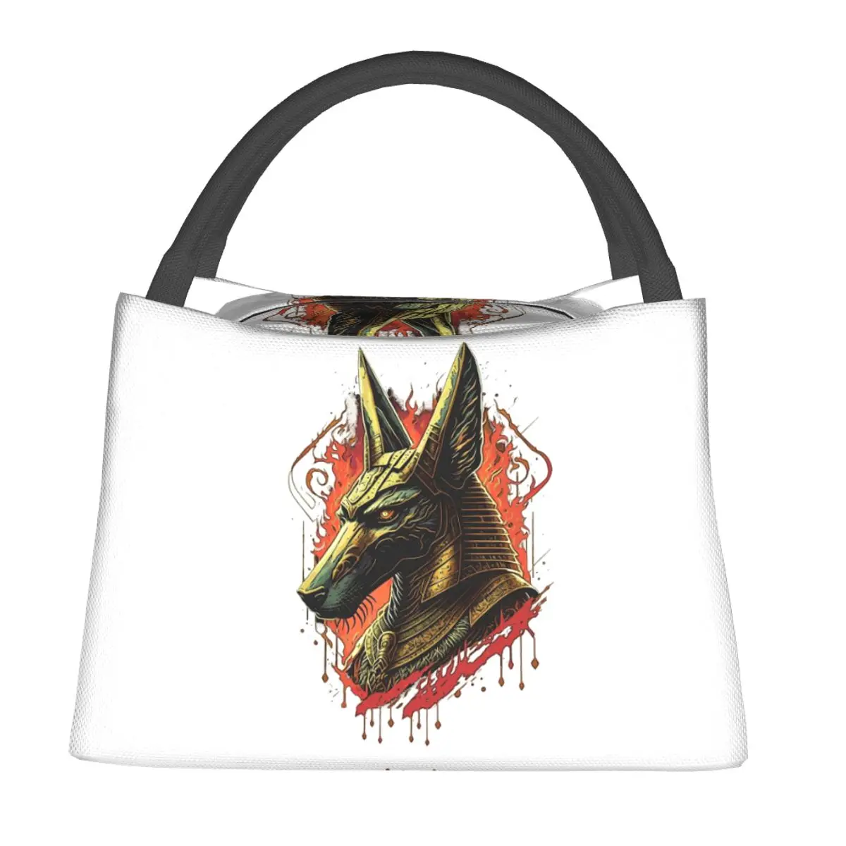 Face The Egyptian Pharaonic God Anubis Lunch Bags Bento Box Lunch Tote Picnic Bags Cooler Thermal Bag for Woman Kids Travel