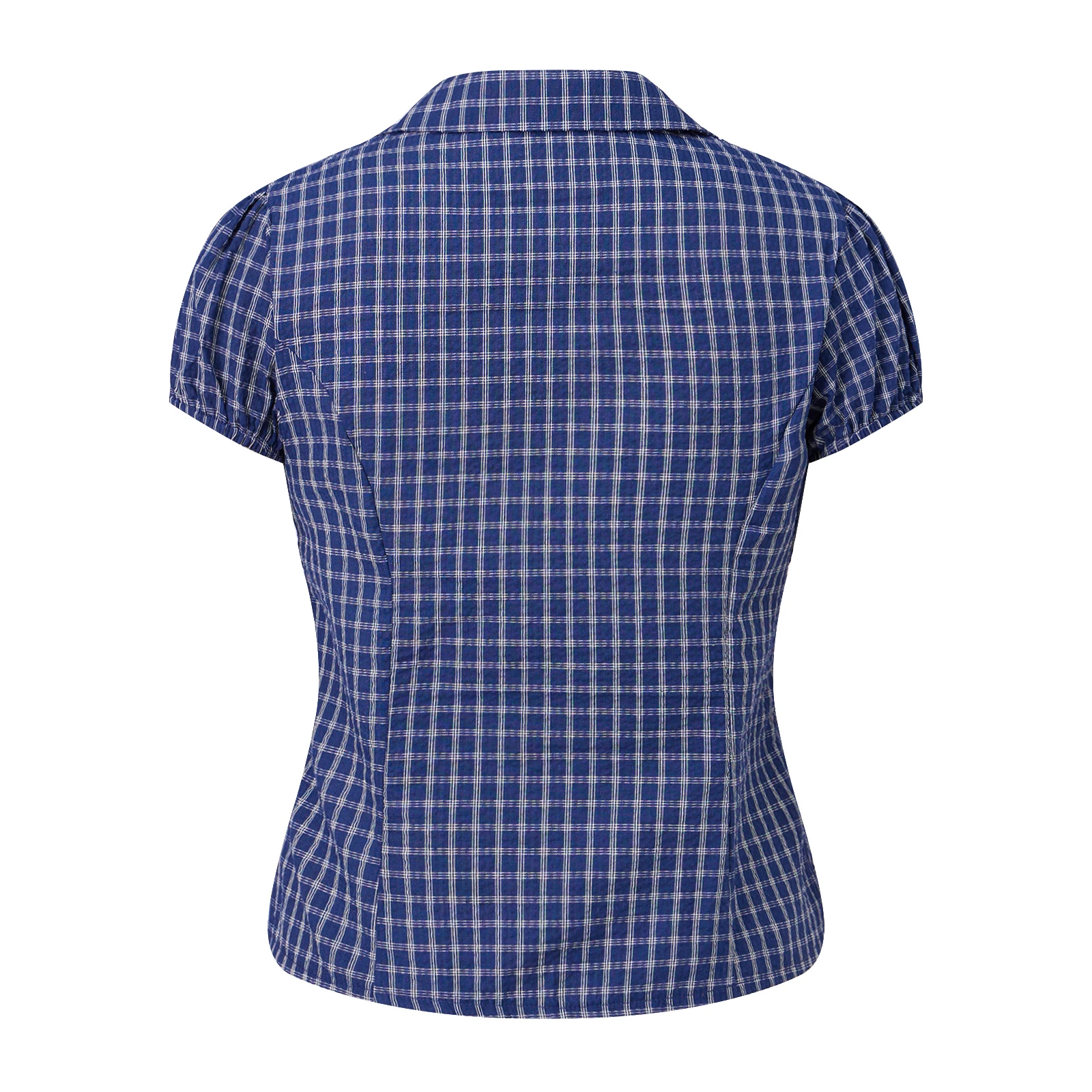 Damskie letnie bluzki crop top w stylu vintage z nadrukiem w kratę, zapinane na guziki, Harajuku, z krótkim rękawem, dekoltem w serek, falbankami, dopasowane, podstawowe koszule, bluzki, odzież uliczna