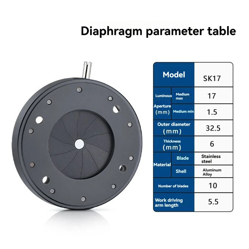 1.5-17MM Manual Aperture Adjustable Mechanical Iris Diaphragm Iris Diaphragm For Digital Camera Microscope Iris SK17