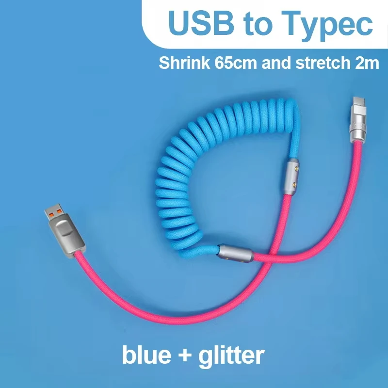 For Android 1.8M 120W Fast Charge USB Cable Quick Charge Type-C Charger Spring  Cable For Xiaomi Huawei Samsung USB to Type C