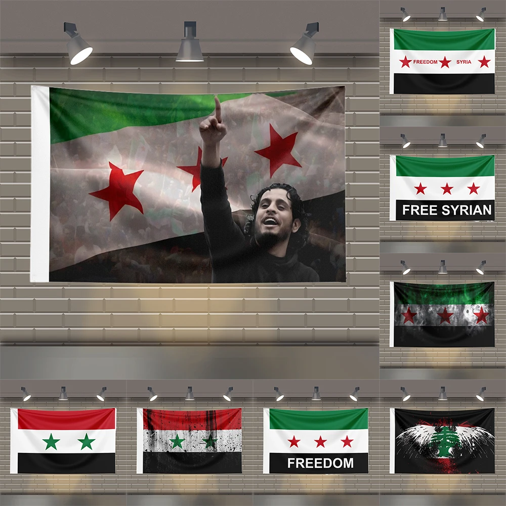 3X5FT Free Syrian Flag Syrian Arab Republic Syria Three Star Flag Revolution Hanging Home Garage Decoration Flag Syrian Flag