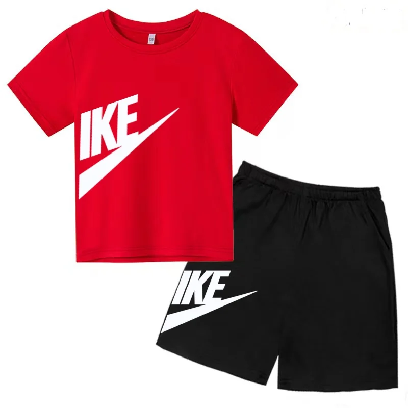 

Children Summer Hot-selling Trend Cool Round Neck T-shirt+Shorts Boy Girls Toddler 3-12Yrs Short-sleeved Sports Casual Brand Set