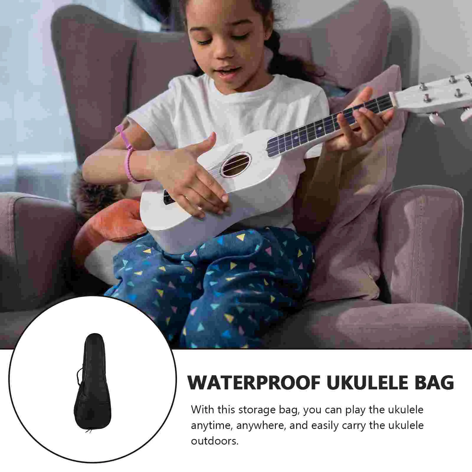 Ukulele Bag Oxford Cloth The Tote Portable Carrying Storage Pouch Case Black Thickened Violin 21 Inch