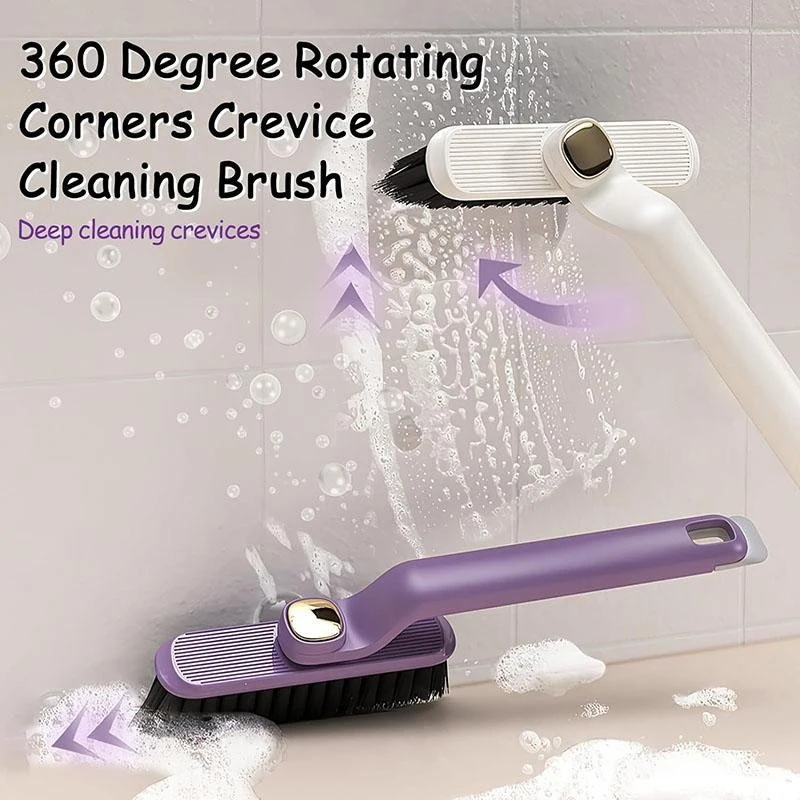 Rotating Multifunctional Crevice Cleaning Brush With Stiff Bristles Two-in-one Bathroom Tile Floor Crevice Brush Cleaning Tool