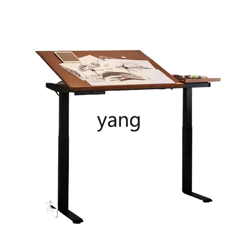 

Yjq Electric Lifting Painting Table for Art Students Only Painting Table Solid Wood Drafting Table Household