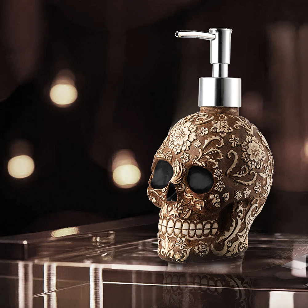 Dispensador de jabón líquido para baño con calavera creativa, botella de jabón de manos, Gel de ducha, botella recargable, decoraciones de Halloween