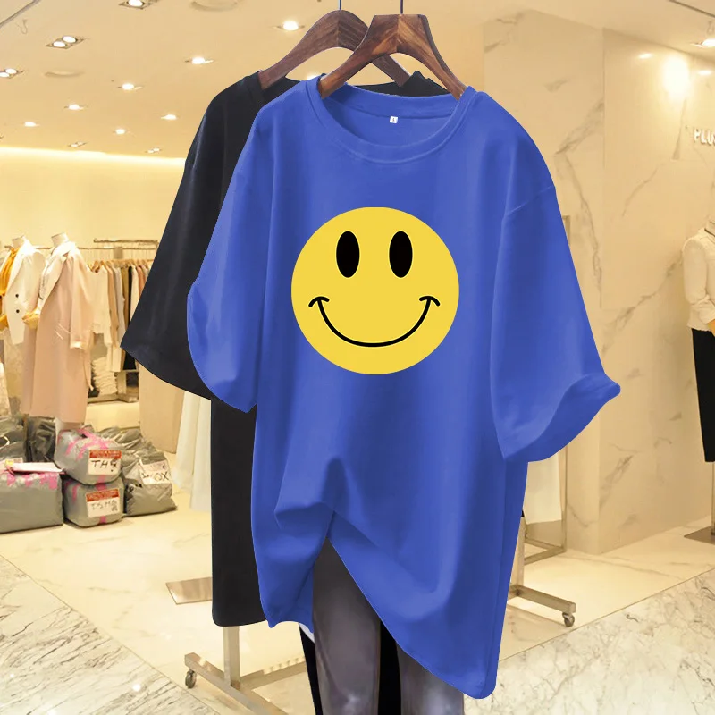 

Women Clothing Fashion Loose Casual Basic T-shirt, Summer Cartoon Printed O-neck Pullovers,100% Cotton Short Sleeve Top Tee