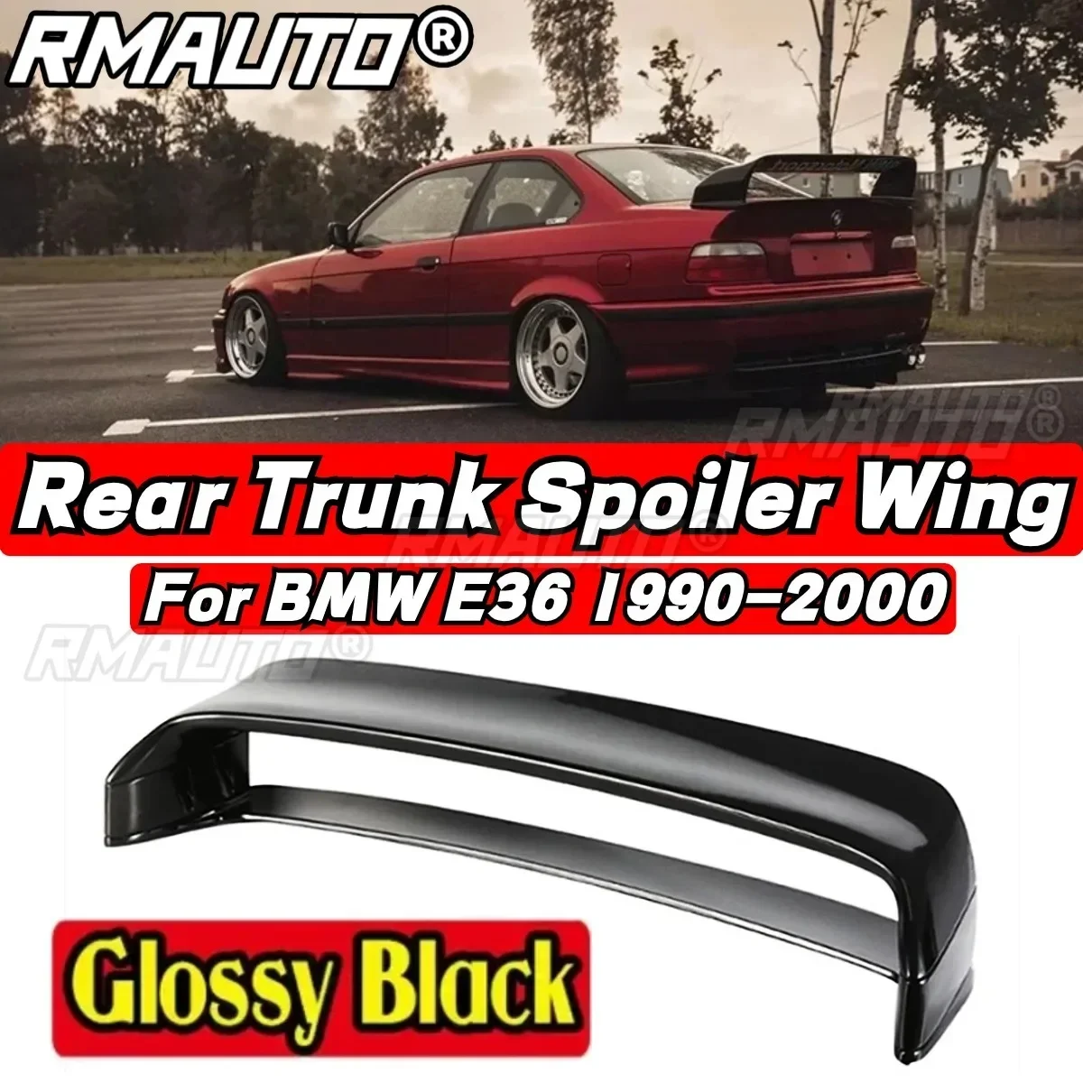 Car Rear Trunk Spoiler Glossy Black Car Rear Spoiler Wing Exterior Part For BMW 3 Series E36 1990-2000 Car Accessories