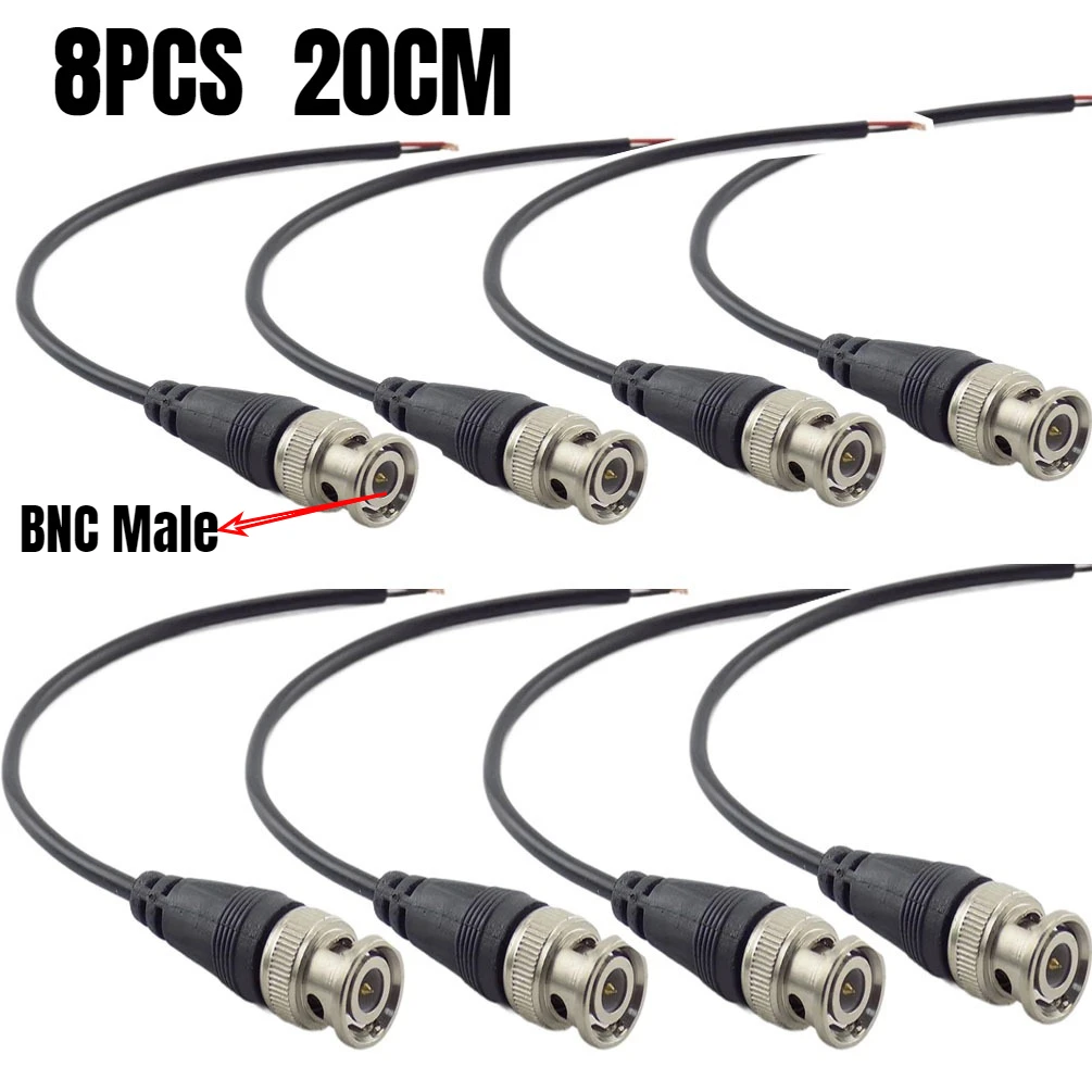 8PCS BNC Q9 Male Plug 75-5 Coaxial Video Extension Cable for Analog CCTV Security Surveillance Camera Monitor System