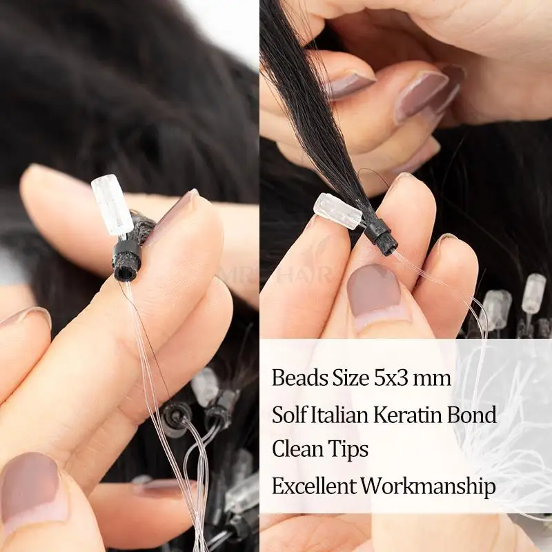 MRS HAIR Micro Loop estensioni dei capelli umani facile da installare a casa estensioni dei capelli Micro Loop biondo marrone nero dritto 50 g/pacco