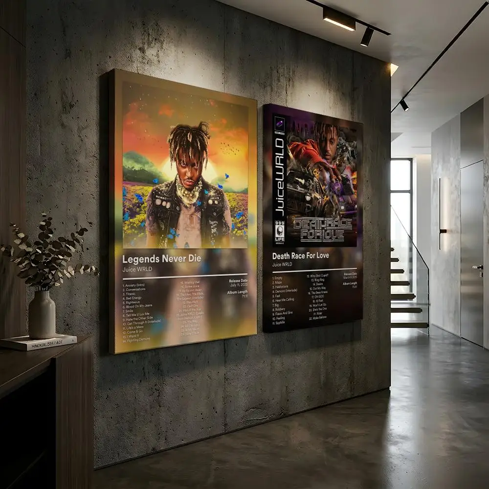 J-Juice WRLD Rapper Music Painting Calligraphy HD Modern Style Inner Frame Canvas Poster Bedroom Room