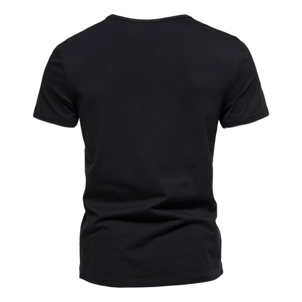 Herren Kurzarm Henley-Shirt Lässiges Sommer V-Ausschnitt T-Shirt Casual Slim Fit Einfarbig Locker Sitzend Fitness Sport Atmungsaktives Oberteil – Detail 5