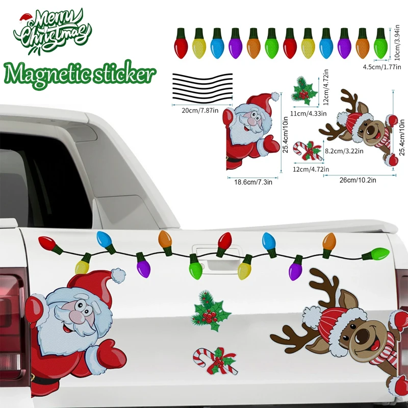 

Santa Claus Cartoon Stickers Magnetic Reflective Car Decorations Glue-Free Magnetic Fridge Magnets Car Accessories