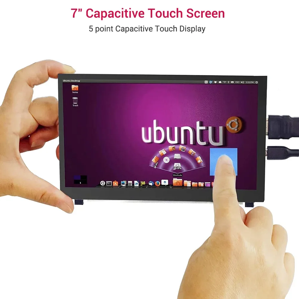 Hot Sale RC070S 7inch 1024*600 IPS Capacitive Touch Monitor for DIY projects, Industrial control, Entertainment applications