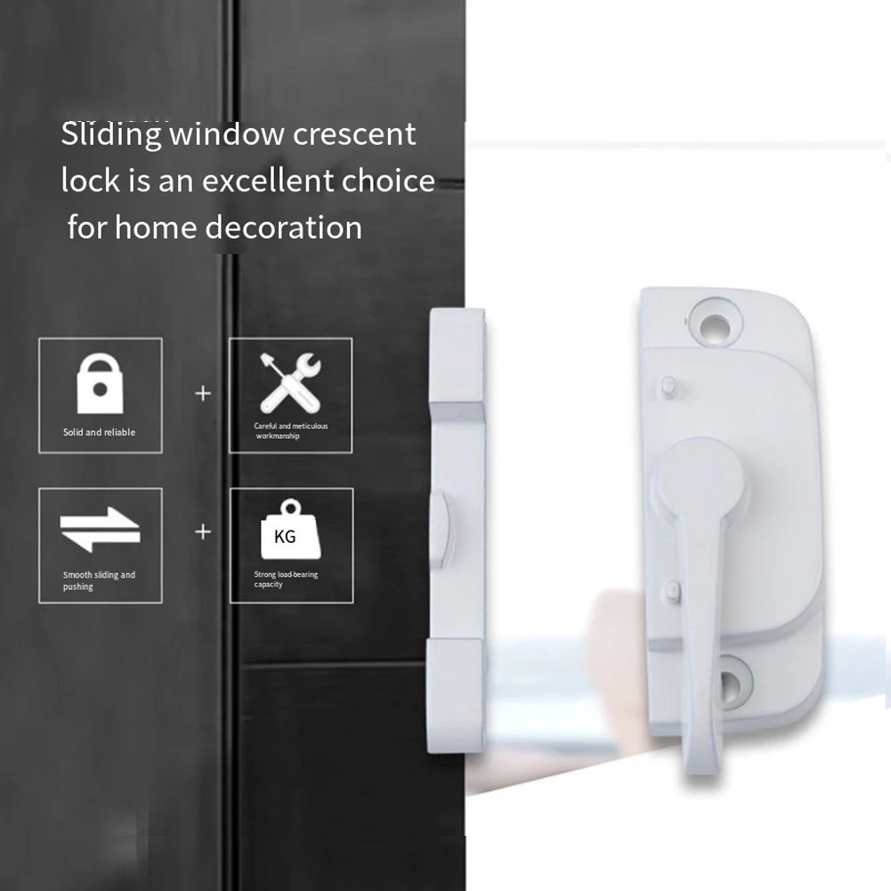 Reinforced Zinc Alloy Sliding Door Lock Crescent Lock Enhanced Security Latch Slide Bolt Latches Safety Locks