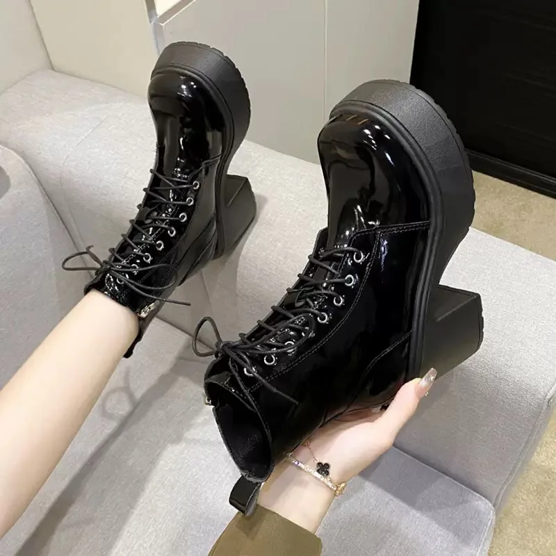 

Round Toe High-heeled Boots for Women, New Thick Soled and Thick Heeled Short Boots, Fashionable Retro Soft Leather Boots