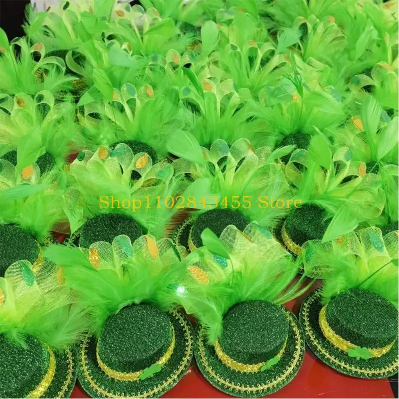 

49MC Green Fascinator Hat With Headband Irish Green Headband Green Top Hat Headband