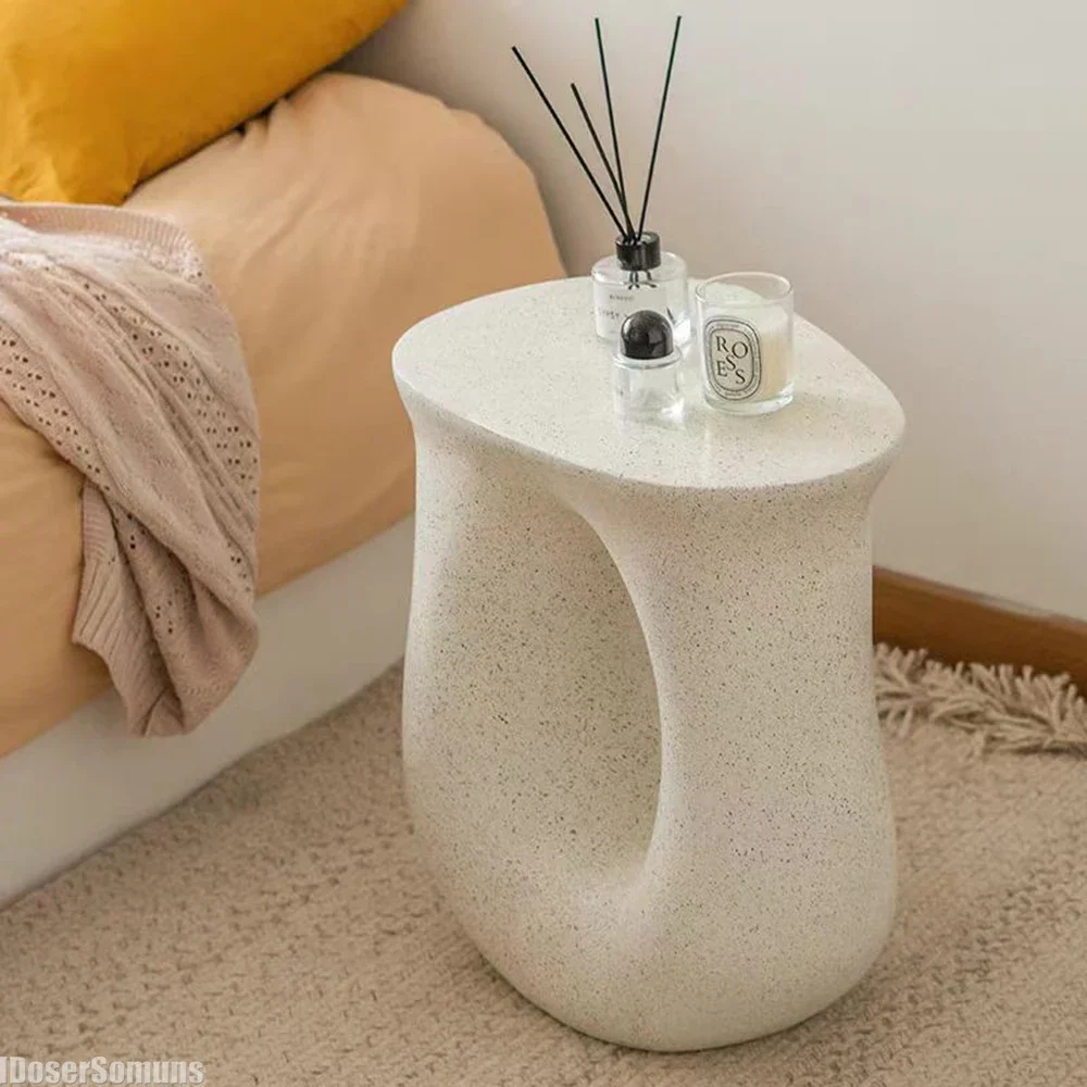 Bedside Small Side Table Light Luxury Simple Living Room Sofa Coffee Table for Wabi Sabi Bedroom Decor Furniture Creative Cream