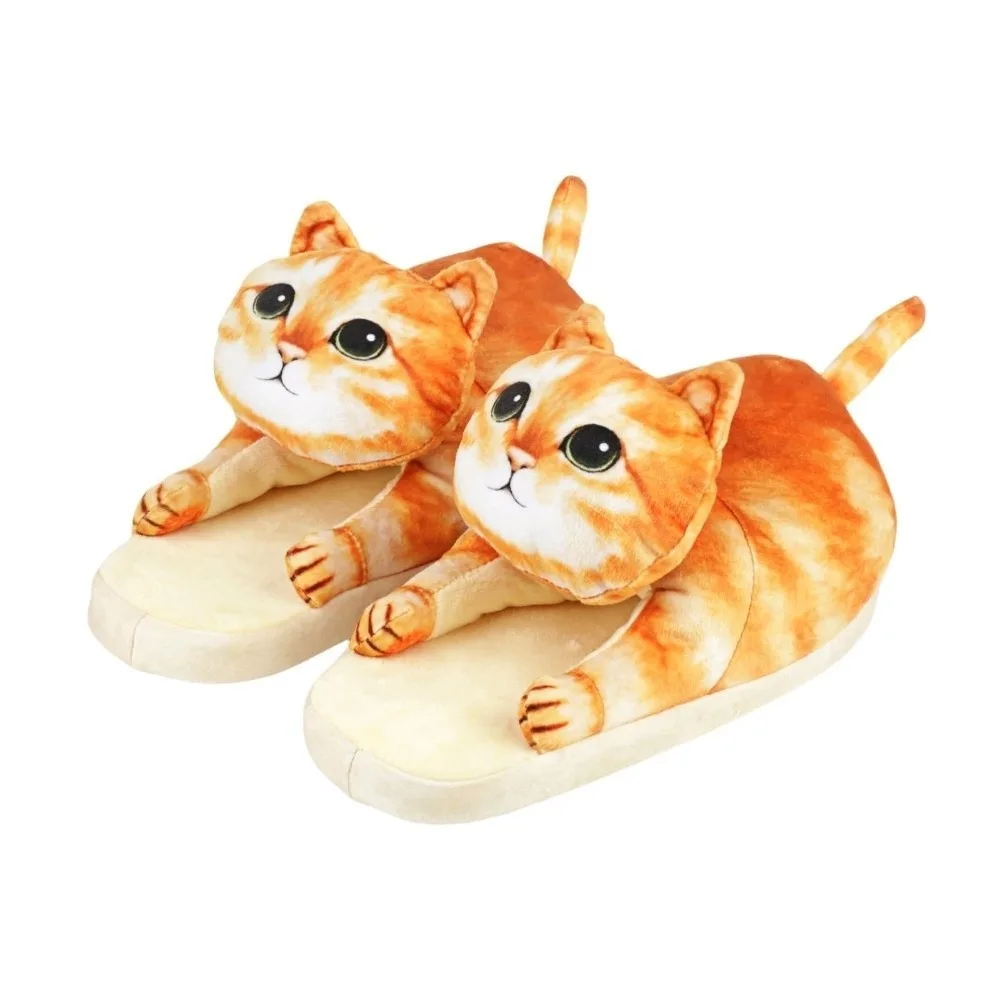 

Orange Cat EVA Cat Hugging Slippers Soft Thick Sole Plush Kitty Slippers Non-Slip Creative Winter Fluffy Slides Bedroom