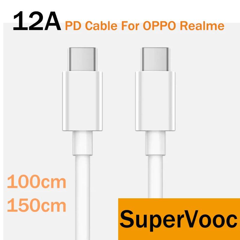 150 واط 120 واط 100 واط Realme 12A SuperVOOC كابل شاحن سريع USB C إلى نوع C الحبل ل Realme 15 GT 3 5 6 7 Pro GT Neo 5 6 OPPO Reno 14