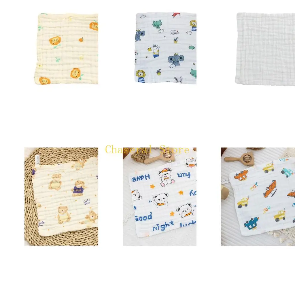 

E7CE Мягкий хлопковый нагрудник для слюнотечения для ребенка, нежный для кожи впитывающий 6-слойный марлевый дизайн, ткань для