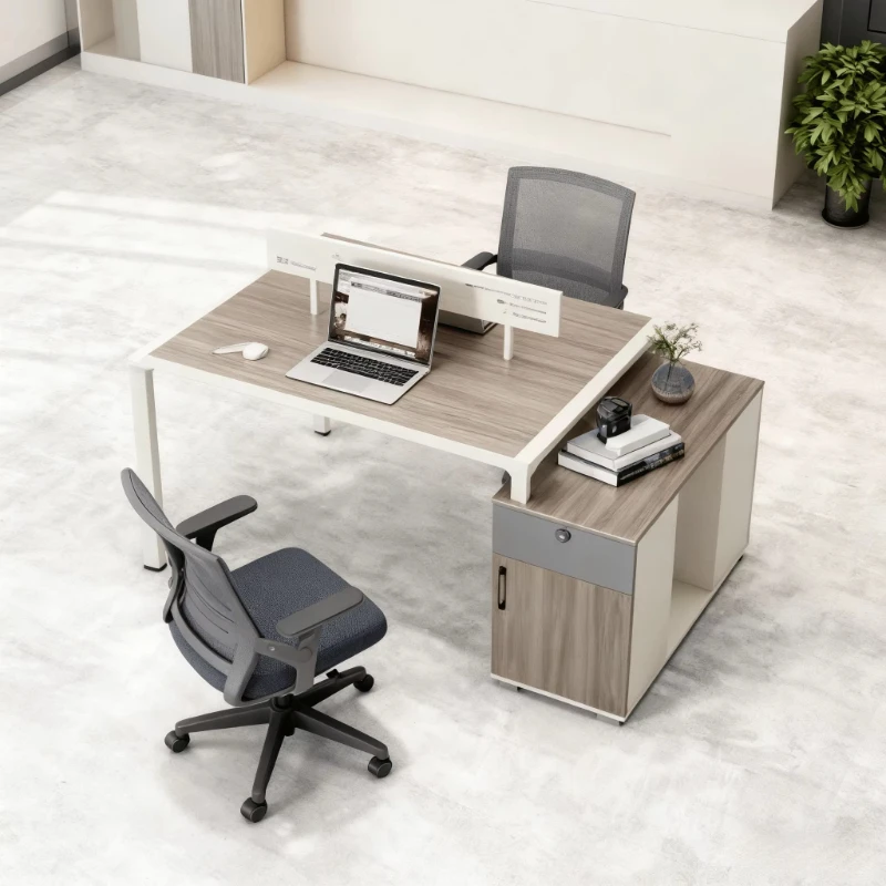 

Household multi-desk desk - ergonomic stand-up computer desk with file drawers - durable commercial furniture