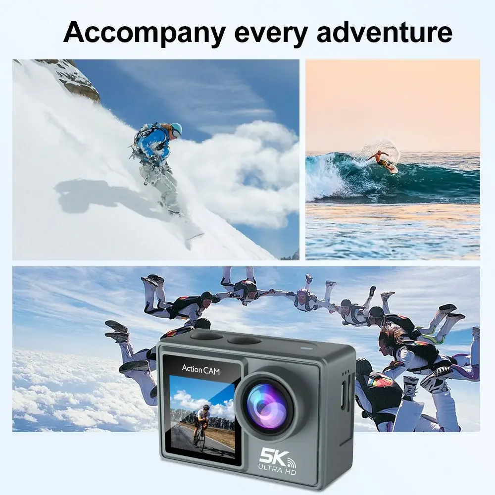 Anti-shake 5K WiFi Action Cam era 4K 60FPS Dual Screen 170 Degree Wide Angle 30m Waterproof Sport Came ra with Remote Control