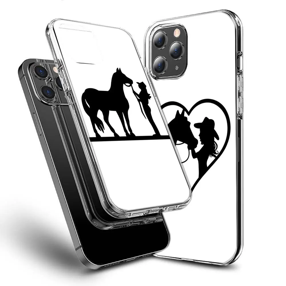 Black Shadow Horse Phone Case For Apple Iphone 15+ 14 Plus 16 Pro Max 12 13 Mini 11 Pro X XS Max XR Cover Shell Coque