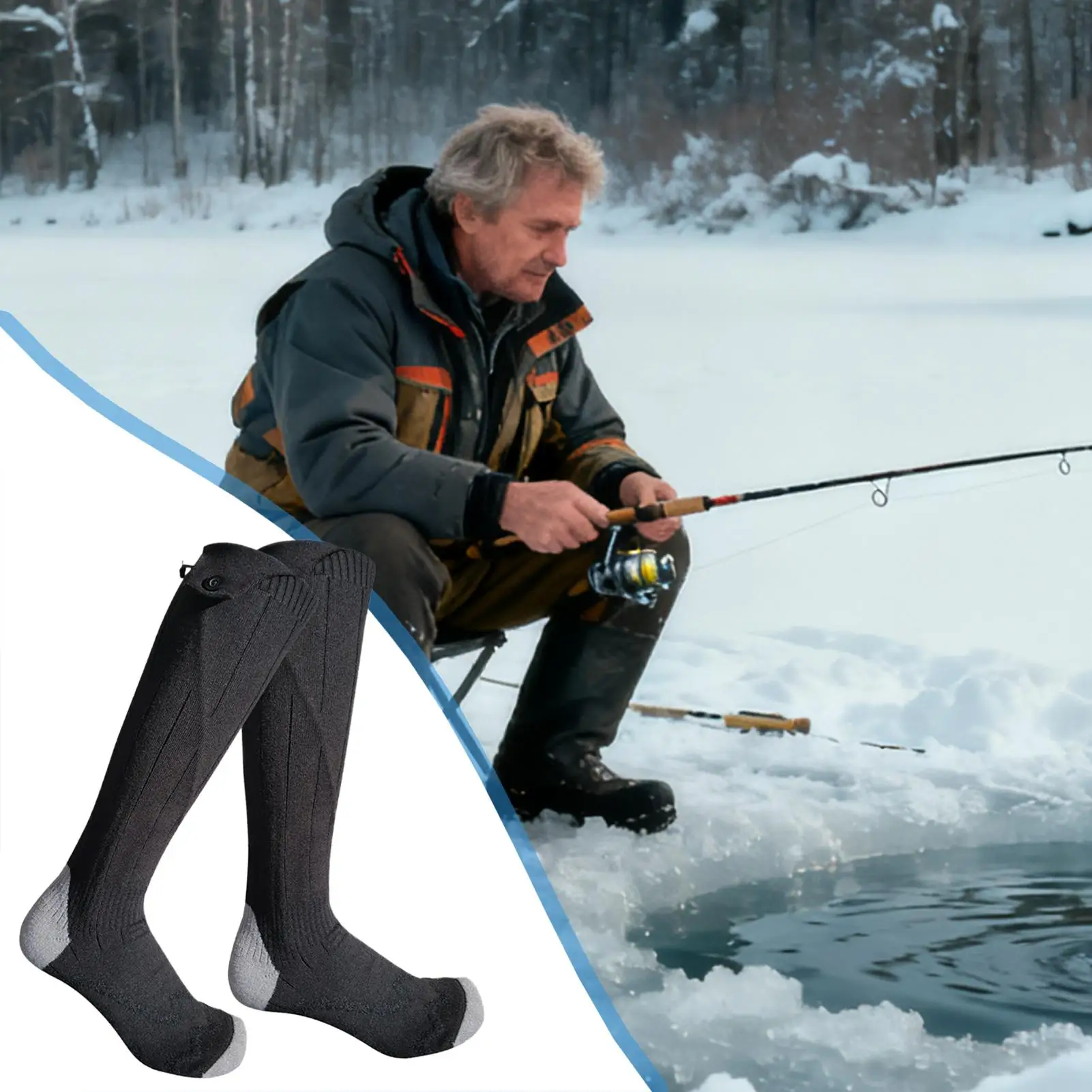 جوارب ساخنة للرجال اللاسلكي 4 مستويات قابلة للشحن تدفئة القدمين الشتاء الحرارية الصيد الجوارب للصيد في الهواء الطلق ركوب الصيد #4