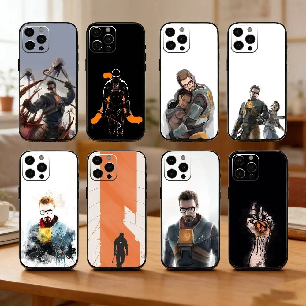 

Game H-Half L-Life Phone Case For iPhone17,16,15,14,13,12 Plus,Max Soft Silicone Black Cover