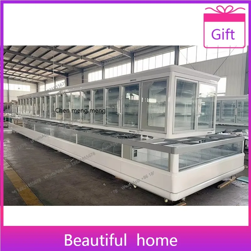 

commercial supermarket combination island cabinet, horizontal large-capacity freezer, refrigerated and frozen display H