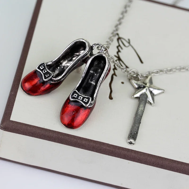 Wizard of Charm Necklace Ruby Red Slippers Jewelry Magic Star Oz Ruby Slippers Gift for Little Girl - view 4