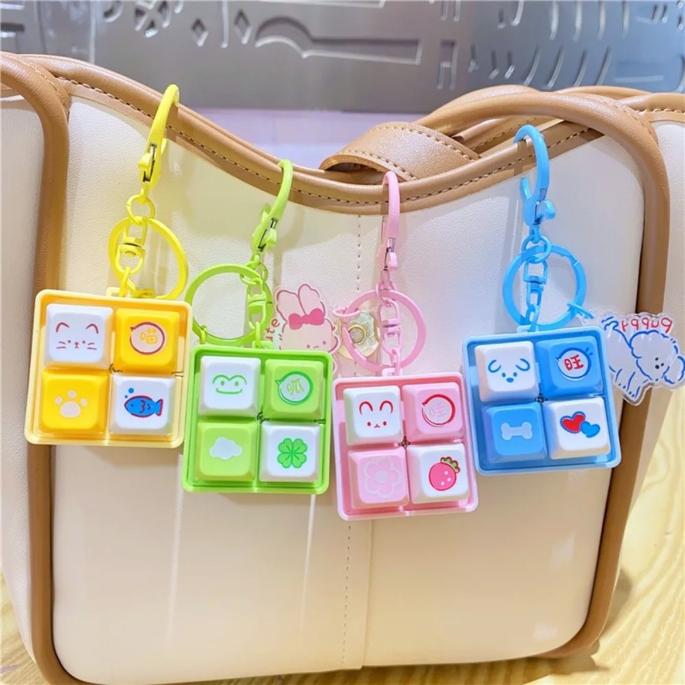 New Cartoon Keyboard Keychain DIY Keyboard Keys Button Stress Relief Keychain Keycap Pass The Time Fidget