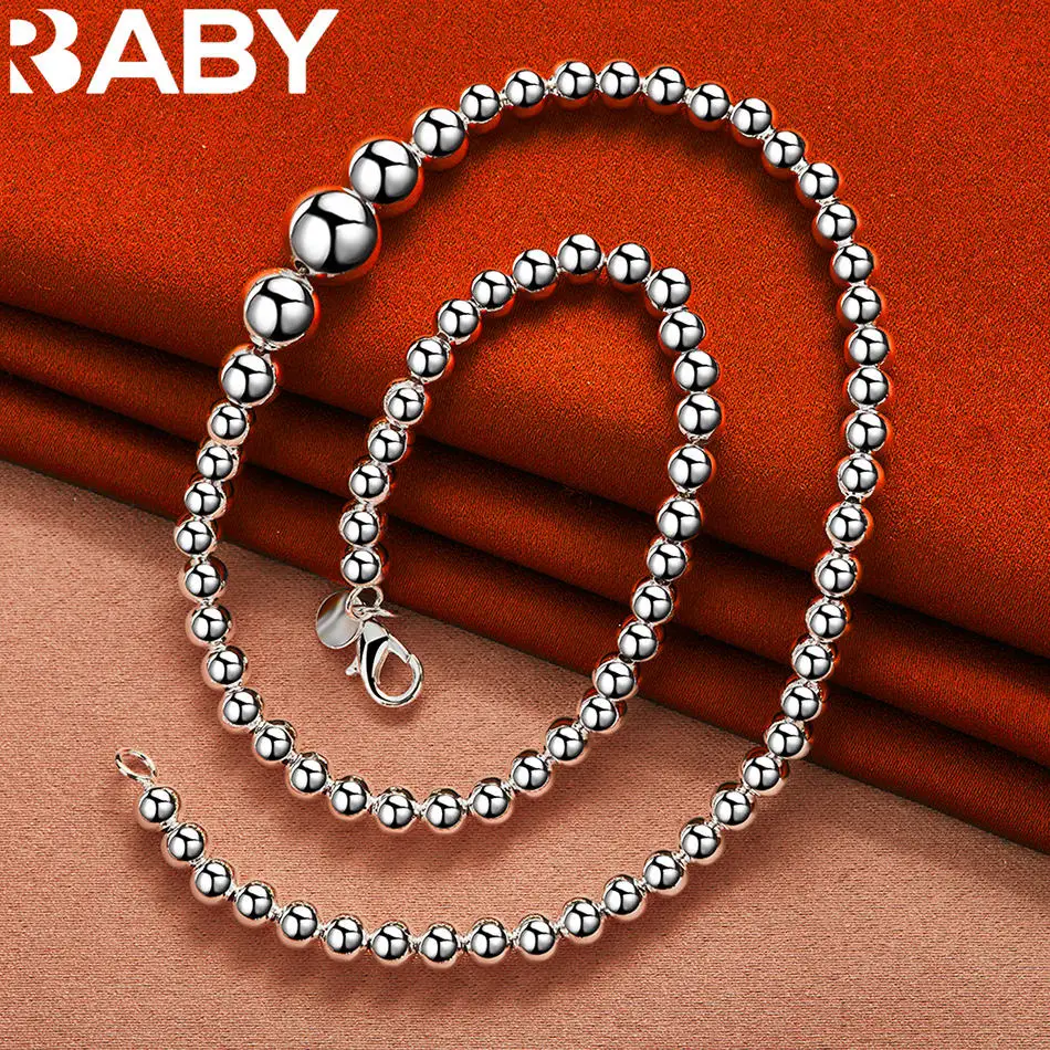 URBABY Collana a catena con perline rotonde in argento sterling 925, gioielli di moda, squisito regalo di nozze per feste di fidanzamento