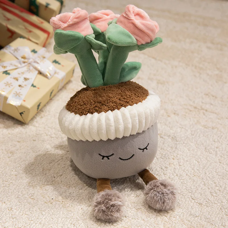 30 cm Künstliche Blume Plüsch Spielzeug Nette Grüne Pflanzen Blüte Kaktus Sonnenblume Rose Weiche Puppen Kawaii Hause Dekoration Weihnachten geschenk – Detail 17
