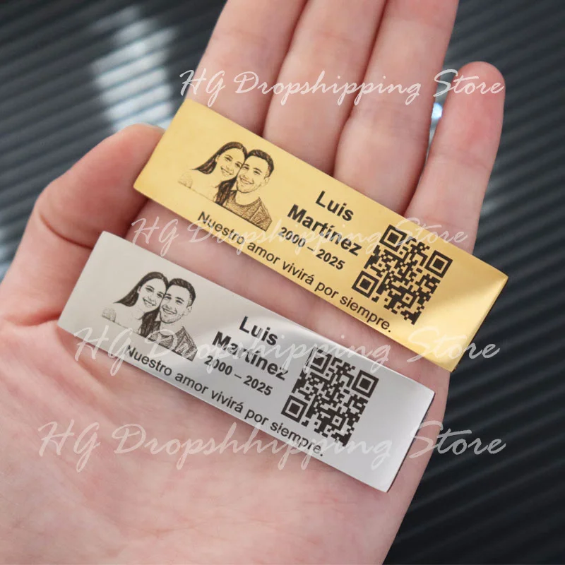 مخصص نقش صور نص لاصق صندوق البريد معرف الباب علامة لوحة 70*20 مللي متر الفولاذ المقاوم للصدأ شعار لوحة بروش مجوهرات للرجال والنساء