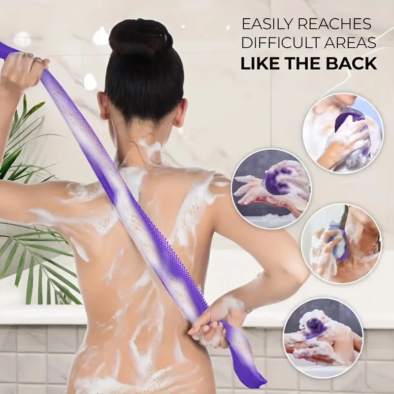 Serviettes de bain longues en filet africain 3 pièces – Épurateurs de lavage du corps rétractables, pour hommes et femmes, exfoliant du dos/corps, conception de serviettes vibrantes